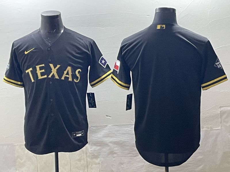 Men 2025 Texas Rangers Blank Black Game Nike MLB Jersey style 01-0